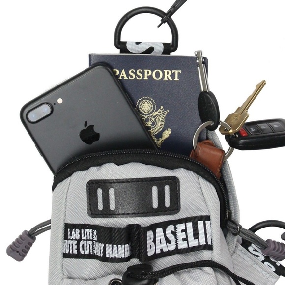 Sling Chest Bag Crossbody BASELINE Men Women Gray - Picture 3 of 8